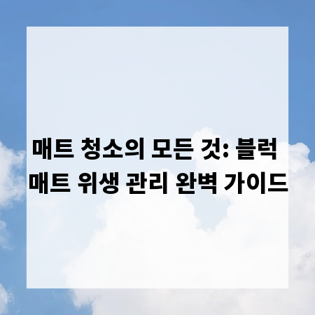 매트 청소의 모든 것: 블럭 매트 위생 관리 완벽 가이드