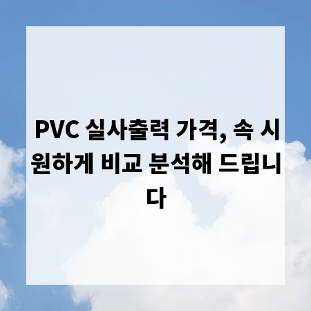 PVC 실사출력 가격, 속 시원하게 비교 분석해 드립니다