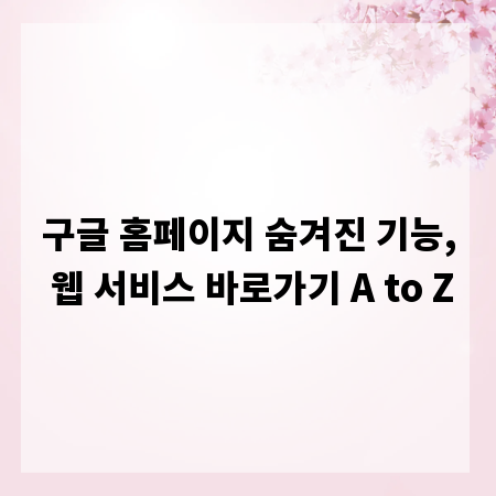 구글 홈페이지 숨겨진 기능, 웹 서비스 바로가기 A to Z