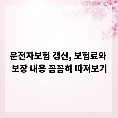 운전자보험 갱신, 보험료와 보장 내용 꼼꼼히 따져보기