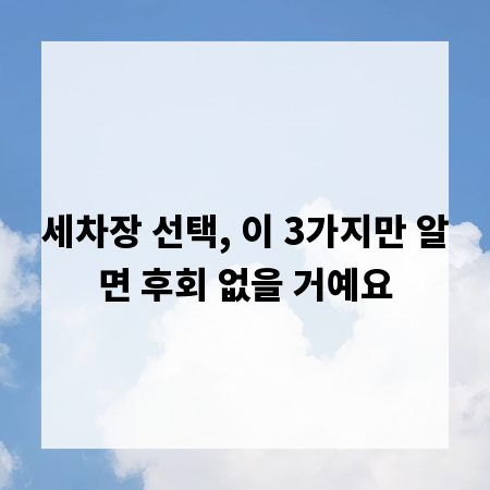 세차장 선택, 이 3가지만 알면 후회 없을 거예요