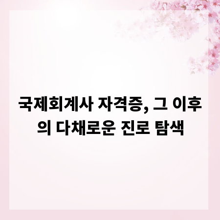 국제회계사 자격증, 그 이후의 다채로운 진로 탐색