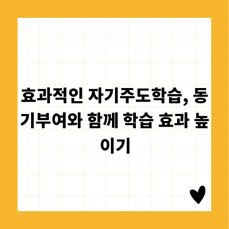 효과적인 자기주도학습, 동기부여와 함께 학습 효과 높이기