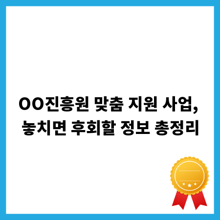 OO진흥원 맞춤 지원 사업, 놓치면 후회할 정보 총정리