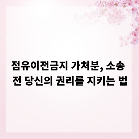 점유이전금지 가처분, 소송 전 당신의 권리를 지키는 법