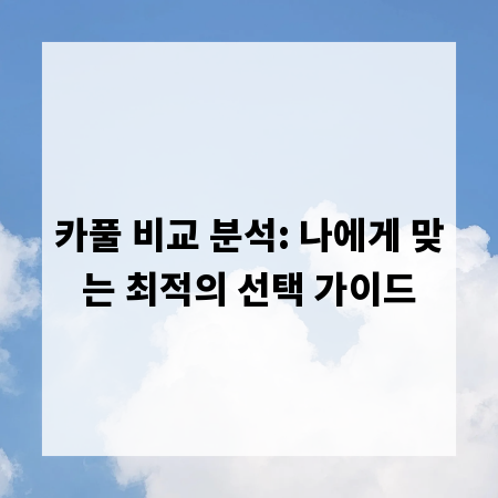 카풀 비교 분석: 나에게 맞는 최적의 선택 가이드