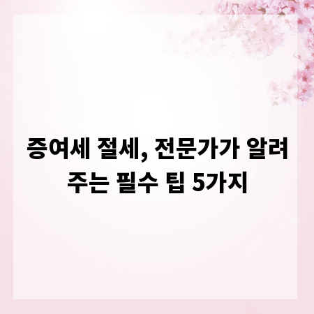 증여세 절세, 전문가가 알려주는 필수 팁 5가지