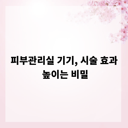 피부관리실 기기, 시술 효과 높이는 비밀
