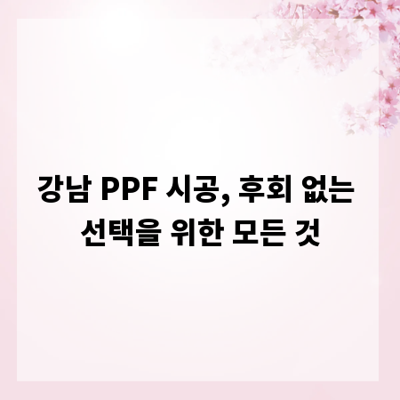 강남 PPF 시공, 후회 없는 선택을 위한 모든 것