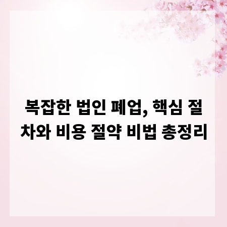 복잡한 법인 폐업, 핵심 절차와 비용 절약 비법 총정리