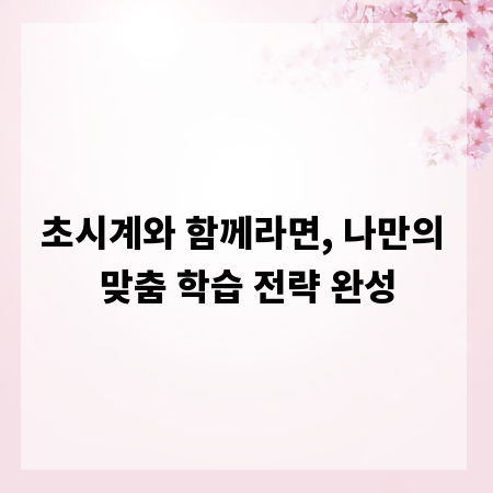 초시계와 함께라면, 나만의 맞춤 학습 전략 완성