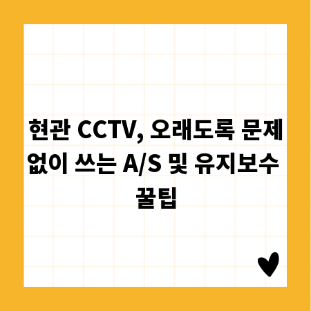 현관 CCTV, 오래도록 문제없이 쓰는 A/S 및 유지보수 꿀팁