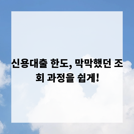 신용대출 한도, 막막했던 조회 과정을 쉽게!