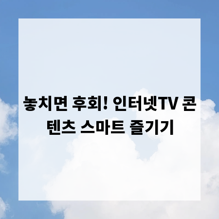 놓치면 후회! 인터넷TV 콘텐츠 스마트 즐기기
