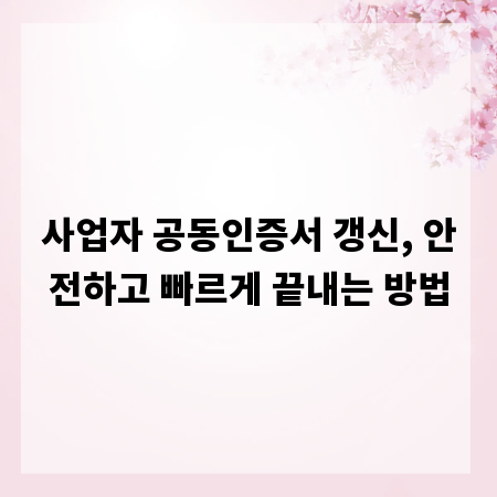 사업자 공동인증서 갱신, 안전하고 빠르게 끝내는 방법