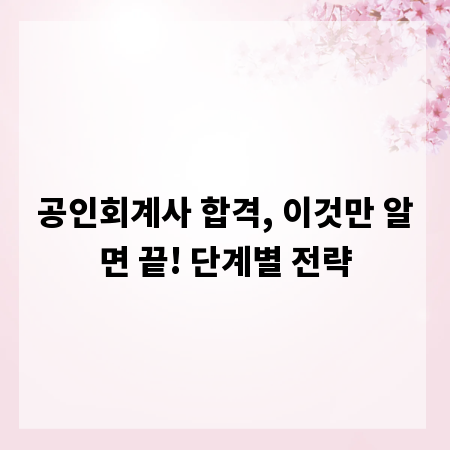 공인회계사 합격, 이것만 알면 끝! 단계별 전략