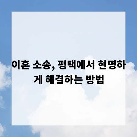 이혼 소송, 평택에서 현명하게 해결하는 방법