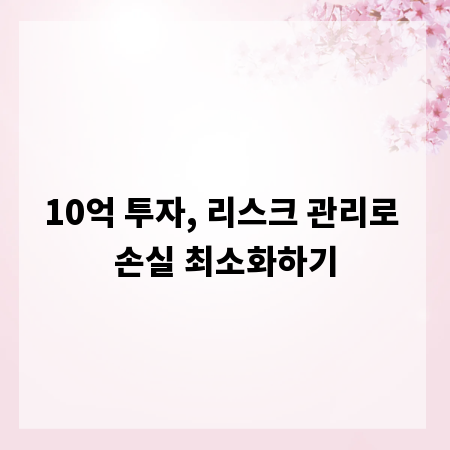 10억 투자, 리스크 관리로 손실 최소화하기