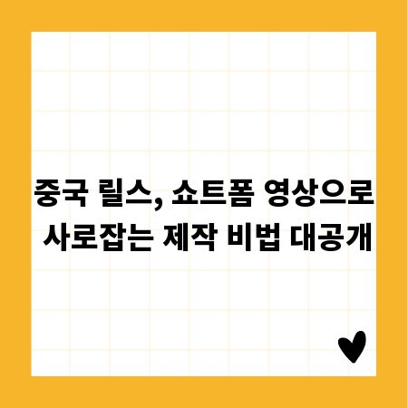 중국 릴스, 쇼트폼 영상으로 사로잡는 제작 비법 대공개