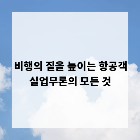 비행의 질을 높이는 항공객실업무론의 모든 것
