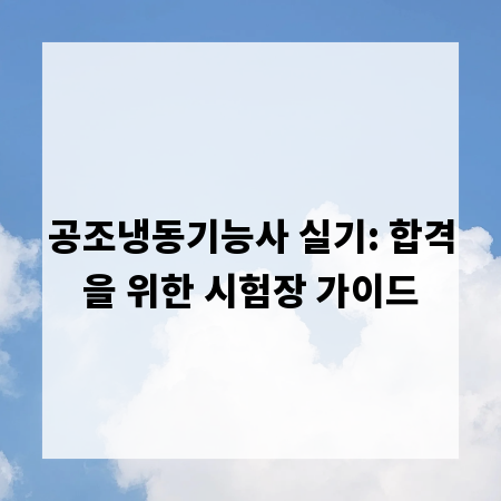 공조냉동기능사 실기: 합격을 위한 시험장 가이드