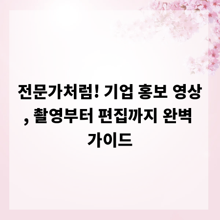 전문가처럼! 기업 홍보 영상, 촬영부터 편집까지 완벽 가이드