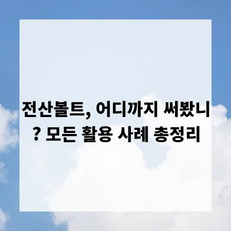 전산볼트, 어디까지 써봤니? 모든 활용 사례 총정리