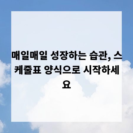 매일매일 성장하는 습관, 스케줄표 양식으로 시작하세요
