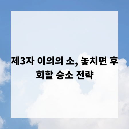제3자 이의의 소, 놓치면 후회할 승소 전략