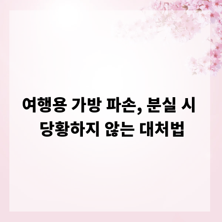여행용 가방 파손, 분실 시 당황하지 않는 대처법