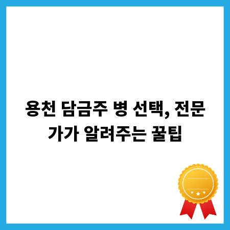 용천 담금주 병 선택, 전문가가 알려주는 꿀팁