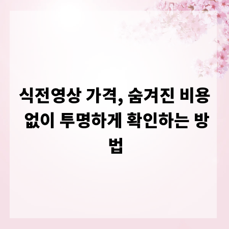 식전영상 가격, 숨겨진 비용 없이 투명하게 확인하는 방법