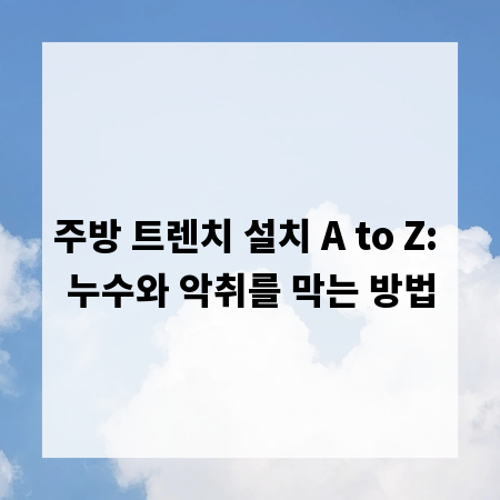 주방 트렌치 설치 A to Z: 누수와 악취를 막는 방법