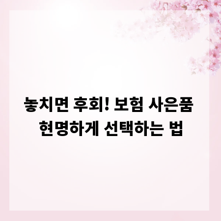 놓치면 후회! 보험 사은품 현명하게 선택하는 법