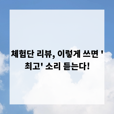 체험단 리뷰, 이렇게 쓰면 '최고' 소리 듣는다!