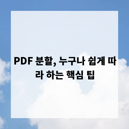 PDF 분할, 누구나 쉽게 따라 하는 핵심 팁