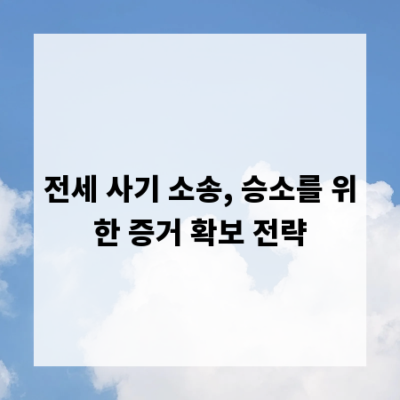 전세 사기 소송, 승소를 위한 증거 확보 전략