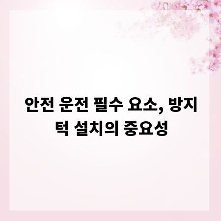 안전 운전 필수 요소, 방지턱 설치의 중요성