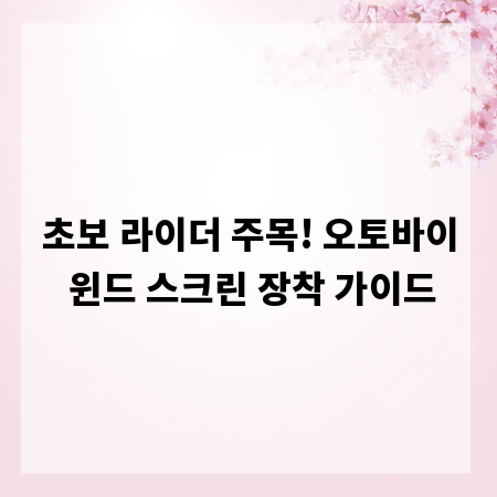 초보 라이더 주목! 오토바이 윈드 스크린 장착 가이드